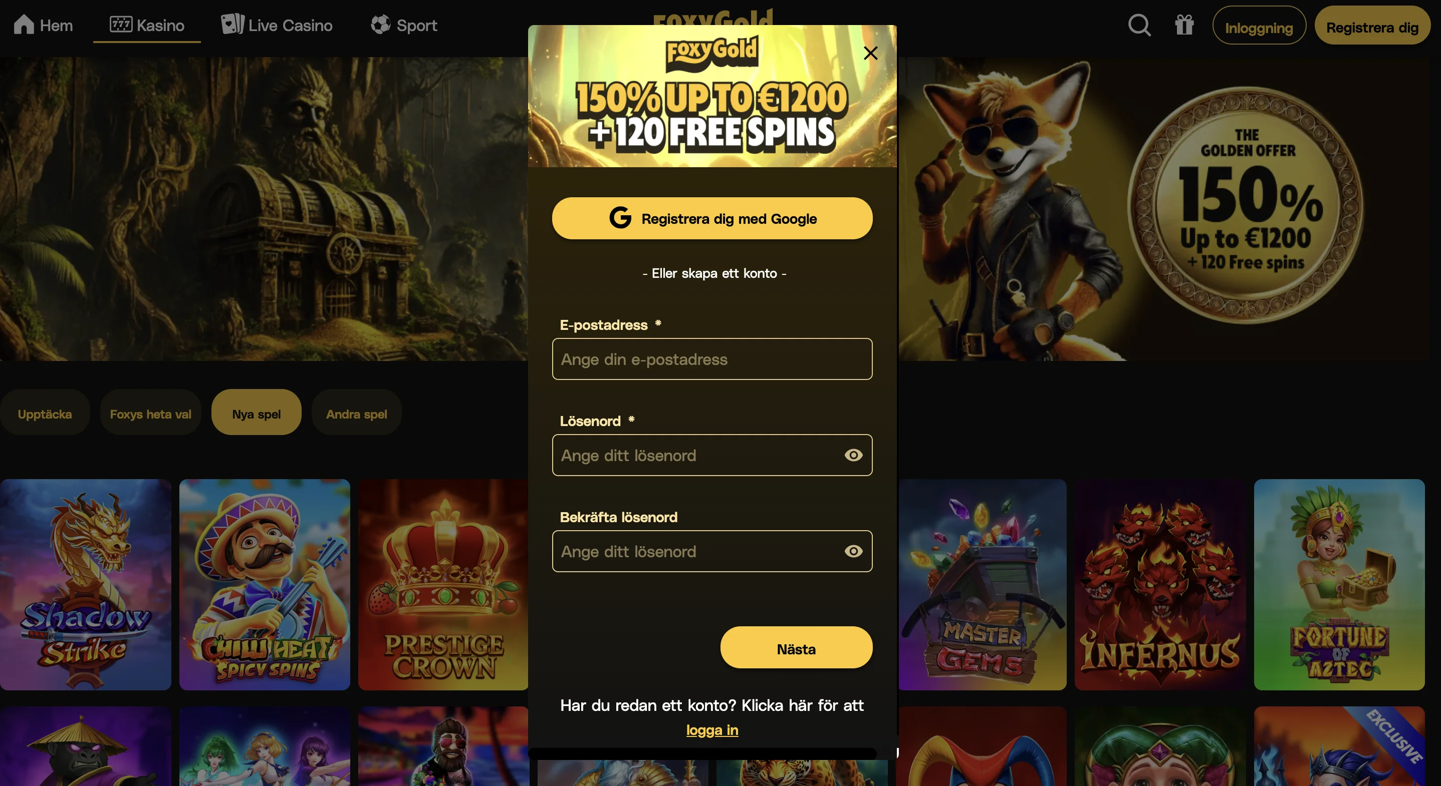 Börja spela casino utan svensk licens på under en minut